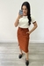 Conjunto Anarruga Blusa com Saia de Fenda (Branco e Caramelo) na internet