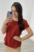 Blusa Social Duna com Manga Transpassada (Terracota)