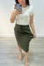 Saia Casual Anarruga (Verde Militar) - comprar online