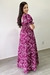 Vestido Longo Floral em Tricoline (Fúcsia Magenta) - comprar online