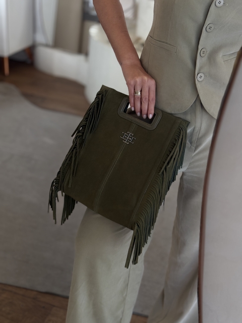 Bolsa Couro Camurça Verde Caolinita - comprar online