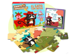 El gato con botas - Cuento + rompecabezas de 24 piezas