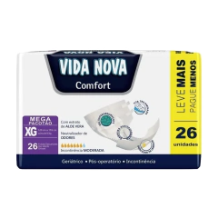 Fralda Adulto Vida Nova Confort XG – Pacote com 26 Unidades - comprar online