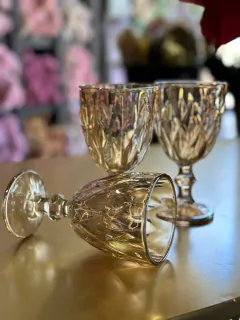 COPA VINTAGE AMBAR DE VIDRIO SET x 6 PA297 - comprar online