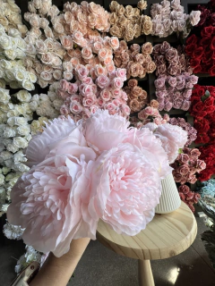 PEONIAS BOUQUETE 5 FLORES 33CM PA10 - PITTA IMPORTACIONES