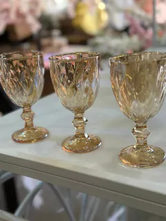 COPA VINTAGE AMBAR DE VIDRIO SET x 6 PA297