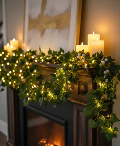 VARA HOJAS VERDES COLGANTES 9 tiras X 2 UNIDADES 1 metro PA15 - PITTA IMPORTACIONES