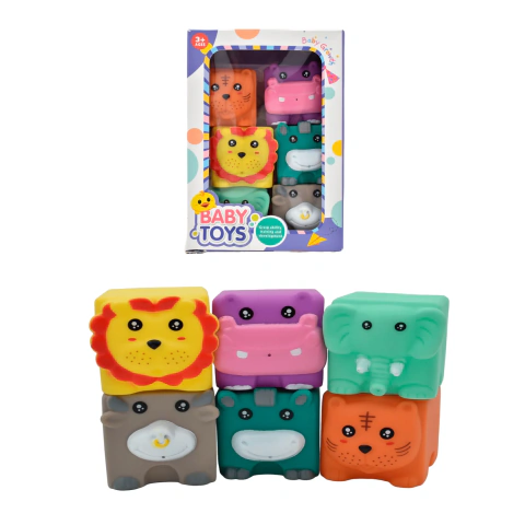 Muñecos Animales Sensoriales x 6 c/estuche PVC