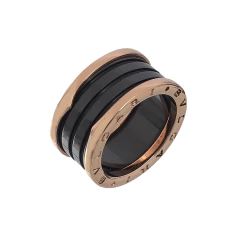 Anel Bvlgari B.Zero1 em cerâmica preta com detalhes em ouro rosé