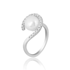 ANEL DE PRATA COM PÉROLA