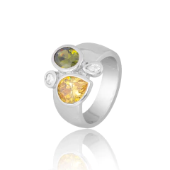 ANEL DE PRATA COM PEDRAS COLORIDAS