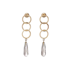 Brinco com Gota de Citrino Fumê