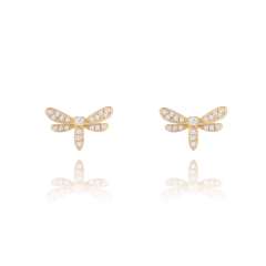 brincos libélula em ouro e diamante