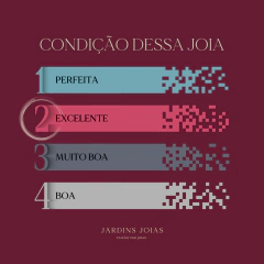 Gráfico de condição de joias mostrando a classificação de "excelente" para o brinco H. Stern Purãngaw.