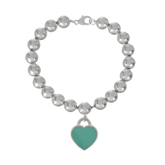 PULSEIRA TIFFANY COM ESFERAS E CORAÇÃO BLUE