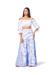 saia blusa top camila siqueira azul branco