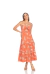 vestido camila siqueira linho laranja floral