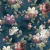 Papel de Parede Flora Floral Azul Petróleo Escuro com Flores Marcantes 84537 - comprar online