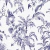 Papel de Parede Flora Toile de Jouy Azul com Pavões e Palmeiras 84773 - comprar online