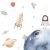 Arts Papel de Parede, metro-quadrado, papel de parede astronauta na lua, papel de parede infantil, papel de parede espacial, papel de parede foguete, papel de parede fundo branco