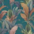 Papel de Parede Bucalo Botany House 15515 - Papel De Parede Folhagem Tropical Com Fundo Azul Petróleo, Papel De Parede Folhas Verdes E Alaranjadas, Papel De Parede Botânico Vibrante, Papel De Parede Natureza Intensa, Papel De Parede Estilo Exuberante, Pap