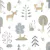 Papel de parede animais selvagens na floresta Azul, Bege, Branco, Cinza