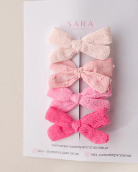 SETS DE MOÑOS MINI SOFIA EN TONOS ROSAS Y FUCSIAS - comprar online