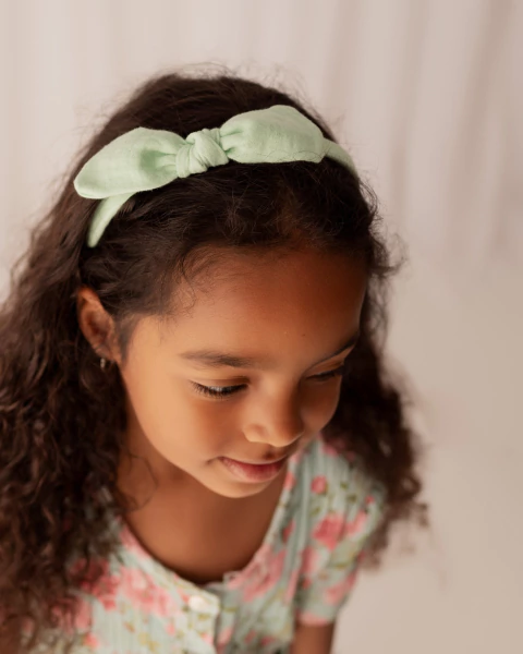 VINCHA RIGIDA DE GASA VERDE AGUA - comprar online