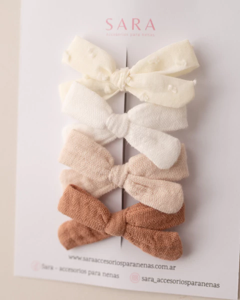 SET DE MOÑOS MINI SOFIA EN TONOS BEIGE - comprar online