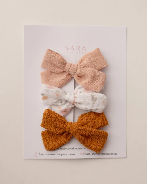 SET DE MOÑOS MINI ROSARIO EN TONOS CARAMELO - comprar online