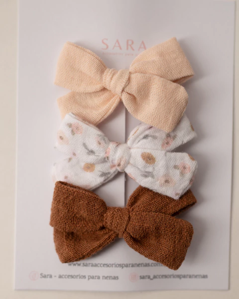 SET DE MOÑOS MINI ROSARIO EN TONOS NUDE - comprar online