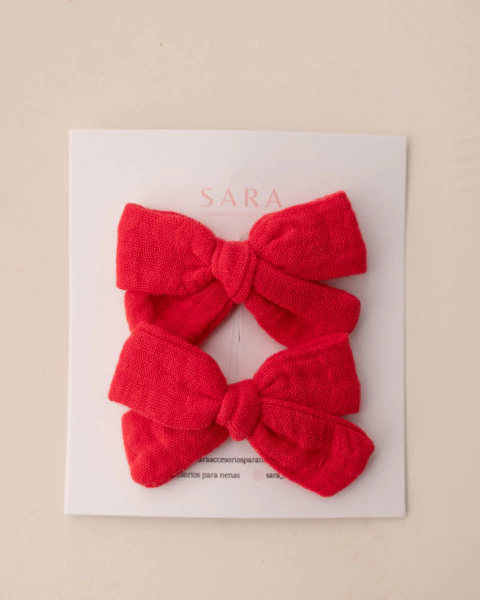 PAR DE MOÑOS MINI ROSARIO ROJO