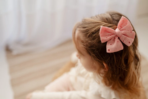 PAR DE MOÑOS ROSARIO BRODERIE ROSA