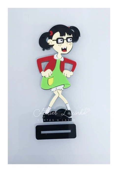 Aplique em acrílico Personagem Chiquinha Colorida com Base (3 Peças)