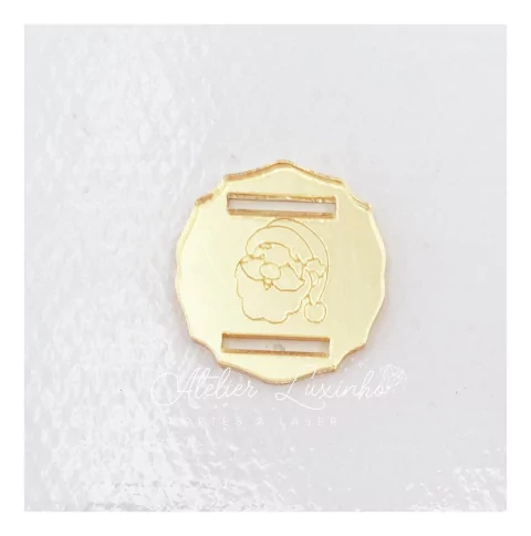 Aplique em acrílico Passa Fita Papai Noel (10 peças)