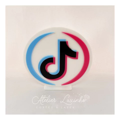 Aplique em Acrílico Símbolo Tik Tok com Base (3 peças)