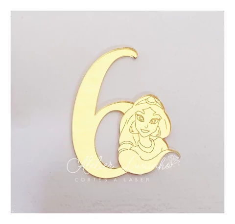 Aplique em acrílico Número com Detalhe Jasmine (5 Peças)