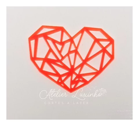 Aplique em acrílico Coração Neon Vazado (5 Peças)