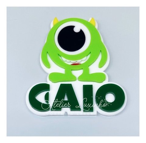 Aplique em Acrílico Personagem Monstros SA com Nome Simples (3 peças)