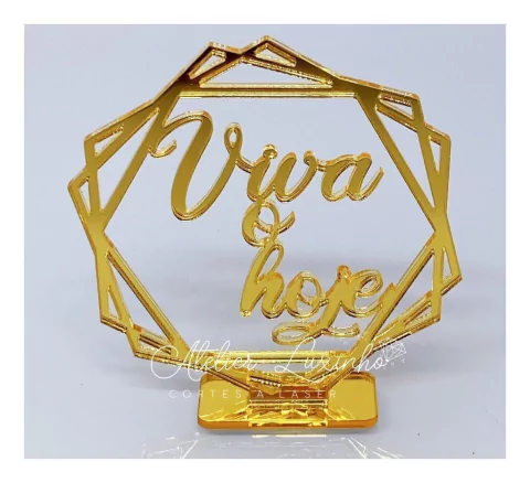 Aplique em Acrílico Moldura Viva o Hoje com Base (5 peças)