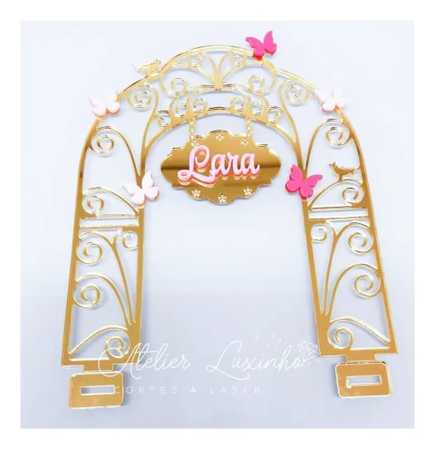 Fundo Cenário Portal Jardim Dourado com Base (3 peças)