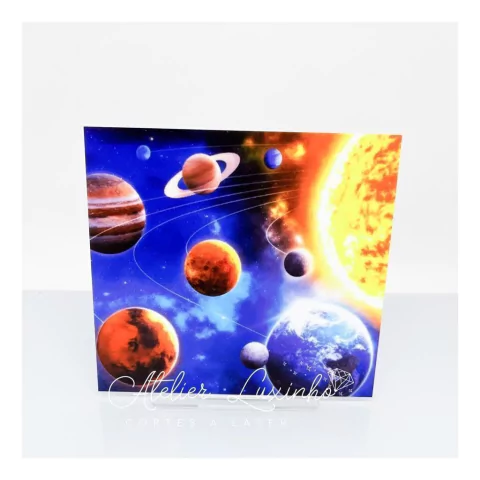 Aplique em acrílico Plano de fundo Planetas - Impressão UV ( 3 peças )