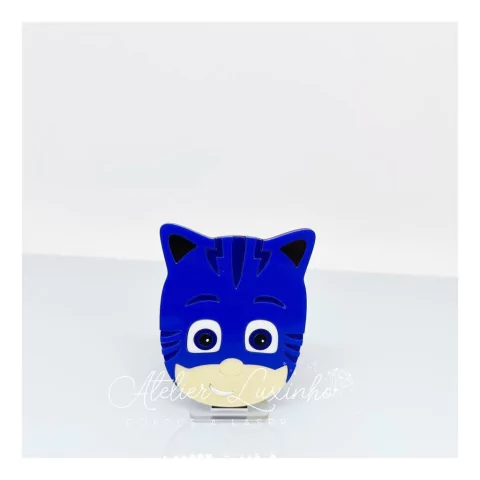 Aplique em acrílico Rosto PJ Maks com base (3 Peças)