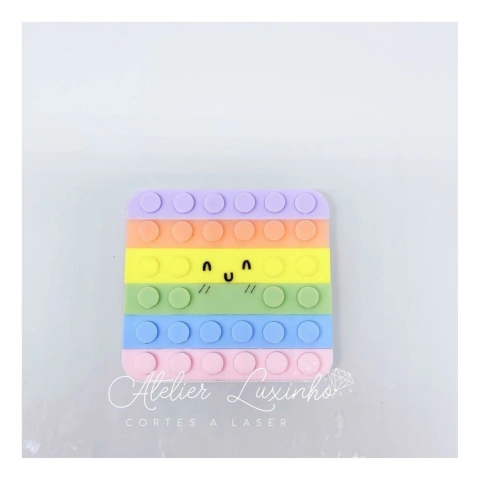 Aplique em Acrílico Plaquinha Pop It Fidget Toy (3 Peças)