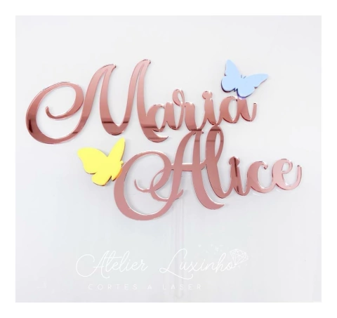 Topo de Bolo com Nome Composto e Finco (unidade)