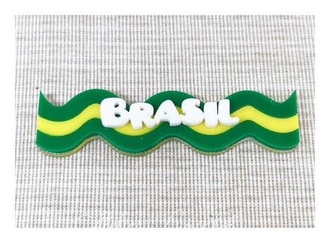 Aplique em Acrílico Faixa Bandeira Do Brasil Colorida ( 3 peças )