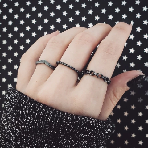 Trio de Anéis Grafite Fosco - comprar online