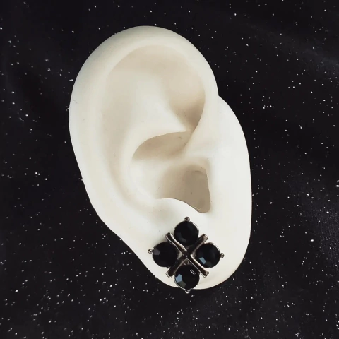 Brinco Grafite com Strass Preto - comprar online