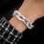 Pulseira Corrente Cadeado Elo Trabalhado - Prata
