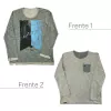 Camiseta UOT Manga Longa Cinza Dupla Face MCL-0065
